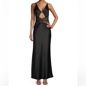 Bec + Bridge Camille Black Satin Lace Maxi Dress